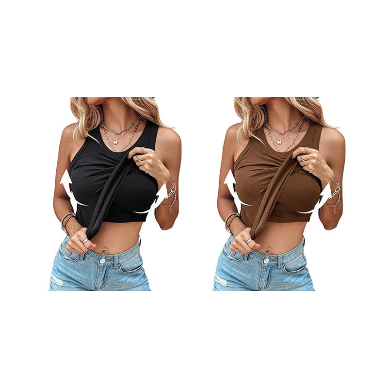 💖Spécial dernier jour  💖Débardeur stretch côtelé avec soutien-gorge