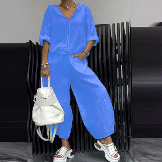 Ensemble deux pièces haut et pantalon décontractés pour femme