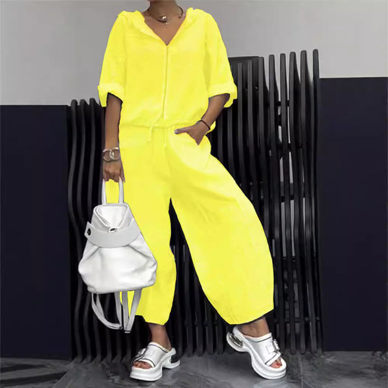 Ensemble deux pièces haut et pantalon décontractés pour femme