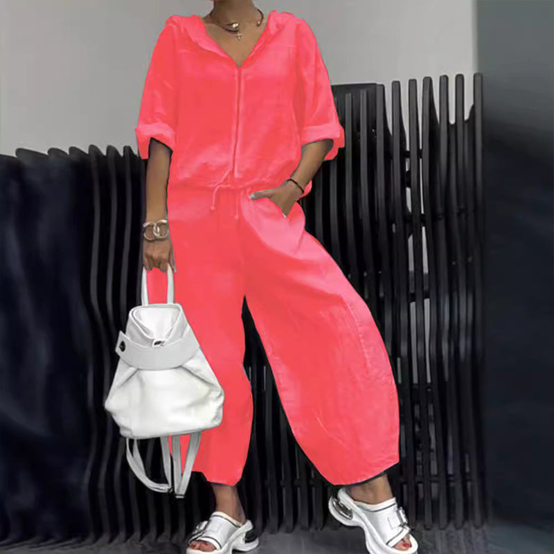 Ensemble deux pièces haut et pantalon décontractés pour femme