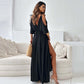 💖Limited Sale 50% OFF💖Robe élégante et sexy à col en V et fente latérale pour femmes