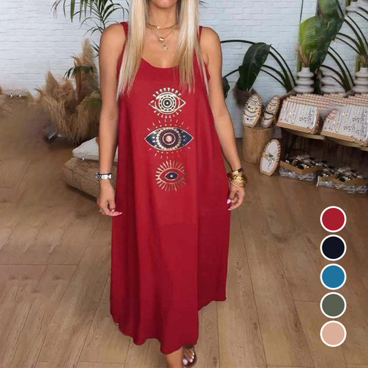 ⏰Offre à durée limitée🔥Robe longue sans manches pour femmes avec impression de l'œil