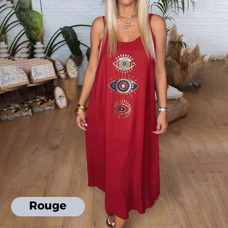 ⏰Offre à durée limitée🔥Robe longue sans manches pour femmes avec impression de l'œil