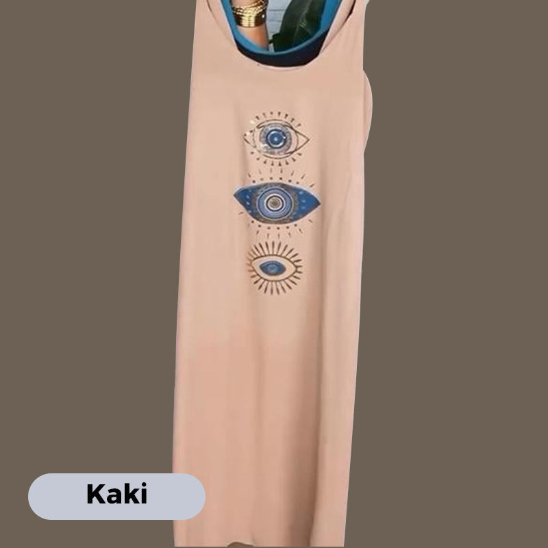 ⏰Offre à durée limitée🔥Robe longue sans manches pour femmes avec impression de l'œil