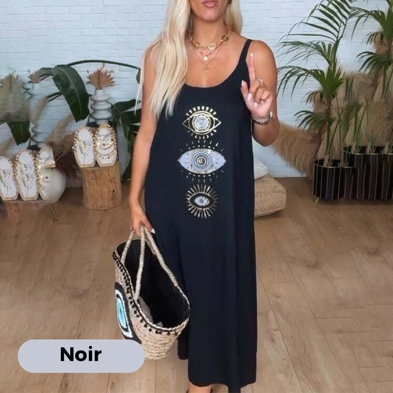 ⏰Offre à durée limitée🔥Robe longue sans manches pour femmes avec impression de l'œil