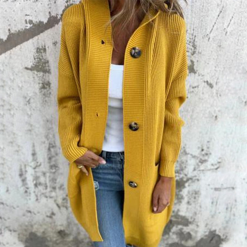 🥳Chaude vente 50% de réduction🌸Veste en tricot à boutons avec capuche pour femmes