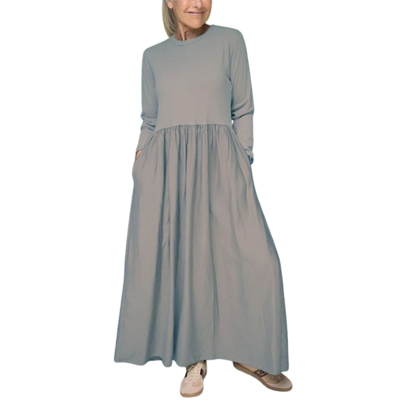 Robe midi en tricot fluide avec manches complètes