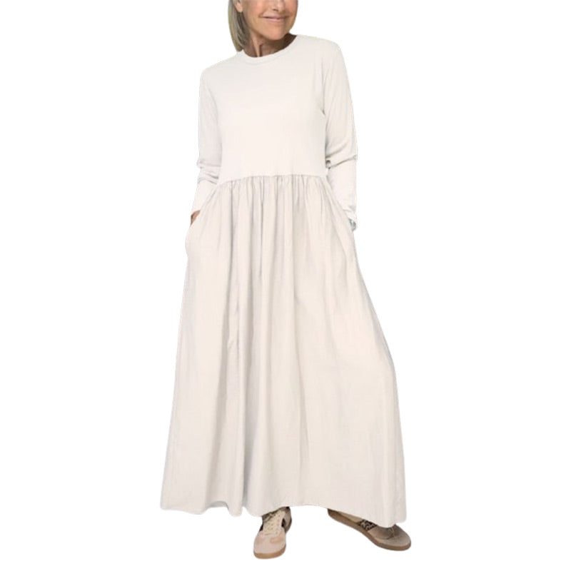 Robe midi en tricot fluide avec manches complètes