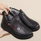 Mocassins en cuir et fourrure pour femmes âgées, doux et chauds