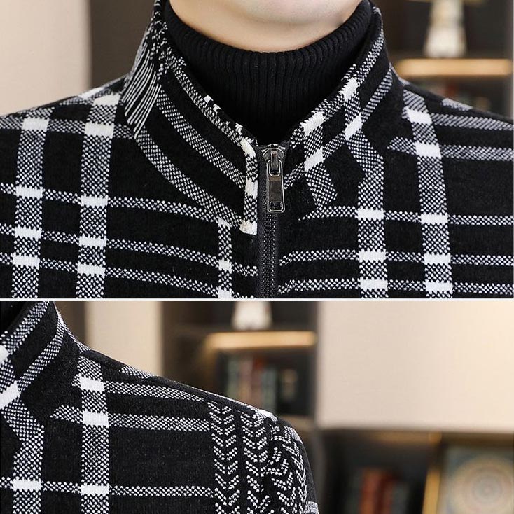 Veste en tweed épaisse et matelassée à col montant pour hommes