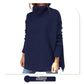 Pull unicolore à col roulé avec ourlet fendu sur le côté