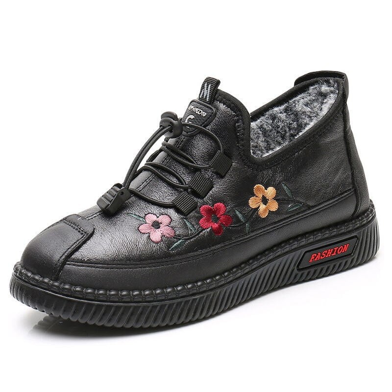 💝Mocassins femme en cuir et fourrure, doux et chauds