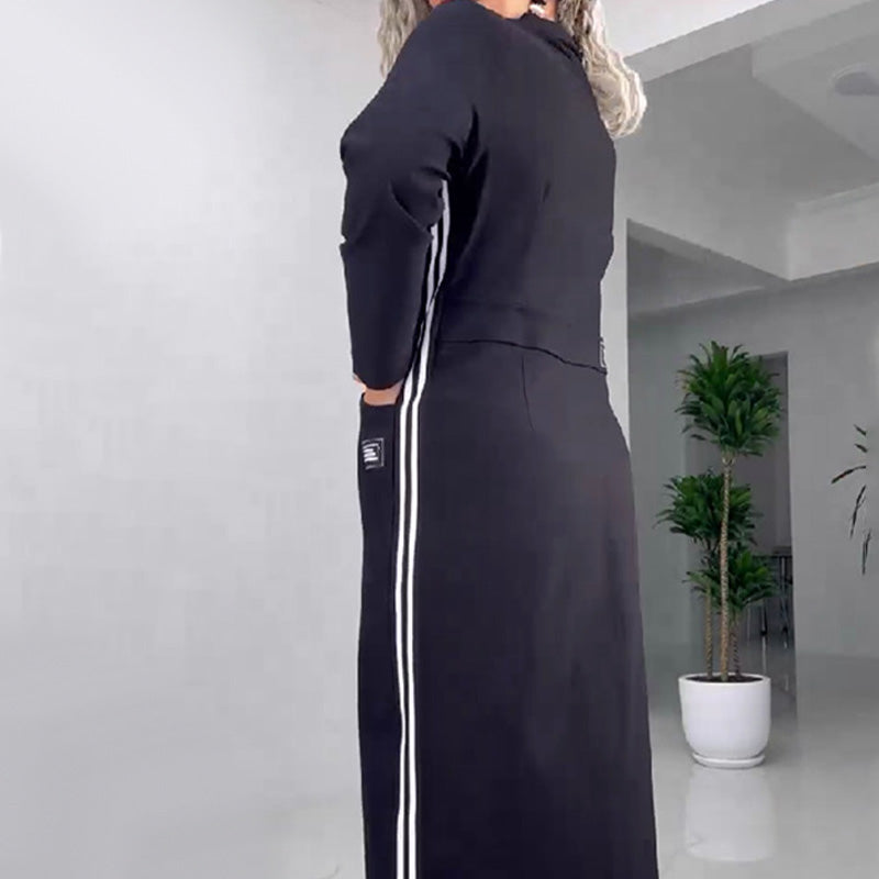 Robe boutonnée manches longues avec fente pour femme