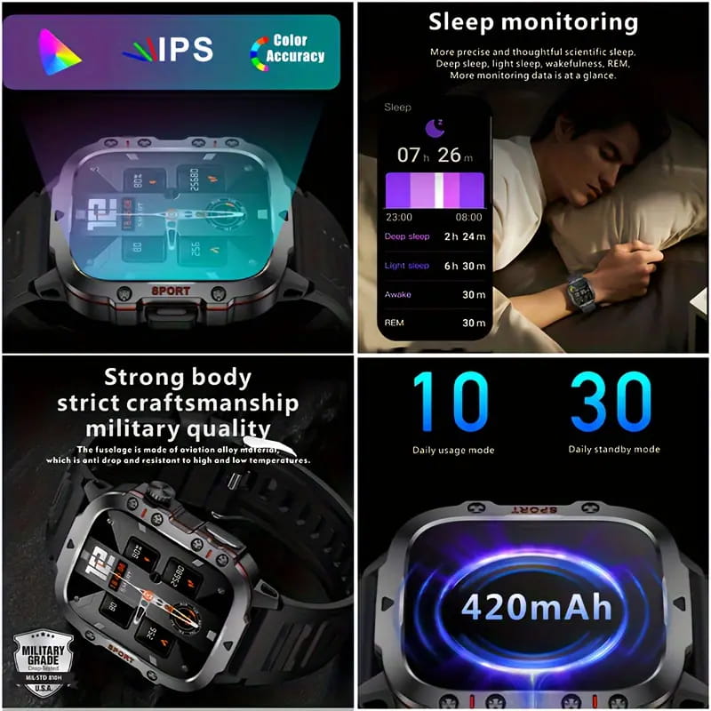 📣LIVRAISON GRATUITE💧Waterproofing Ultimate Outdoor Companion ⌚Montre intelligente robuste pour l'extérieur - 100+ modes sportifs