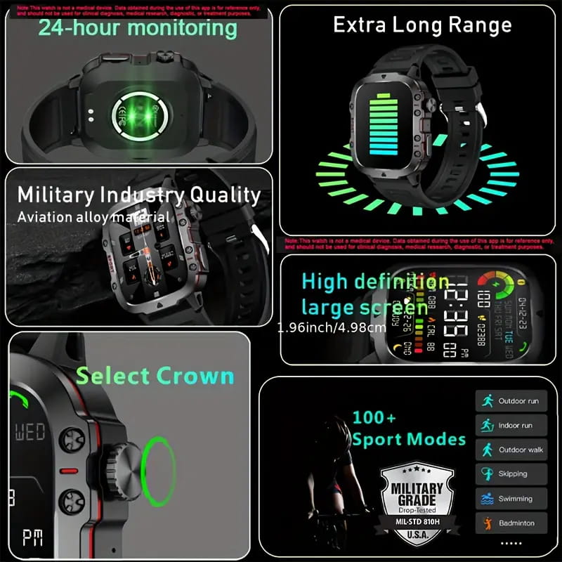 📣LIVRAISON GRATUITE💧Waterproofing Ultimate Outdoor Companion ⌚Montre intelligente robuste pour l'extérieur - 100+ modes sportifs
