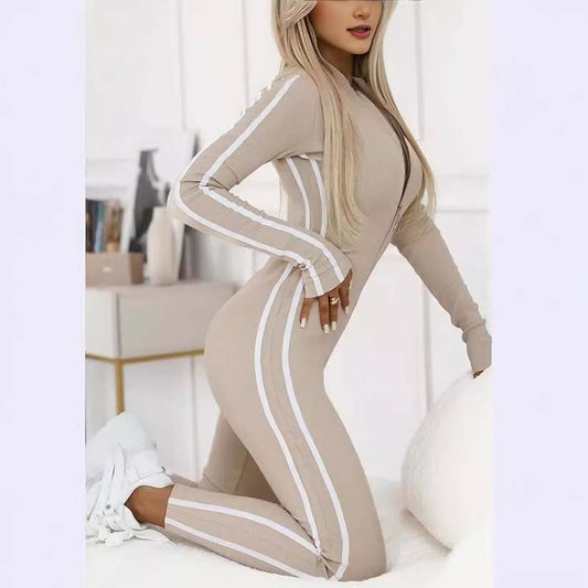 🌸Combinaison longue - manche avec fermeture éclair sportive pour femmes