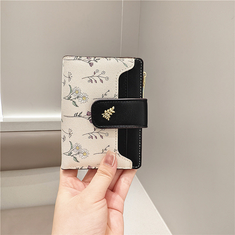 🔥🖤Soldes exceptionnels : 50 % de réduction🔥Portefeuille court à imprimé floral pour femme