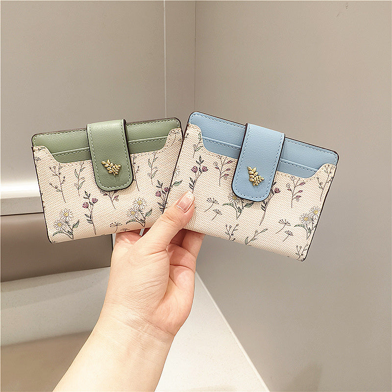 🔥🖤Soldes exceptionnels : 50 % de réduction🔥Portefeuille court à imprimé floral pour femme