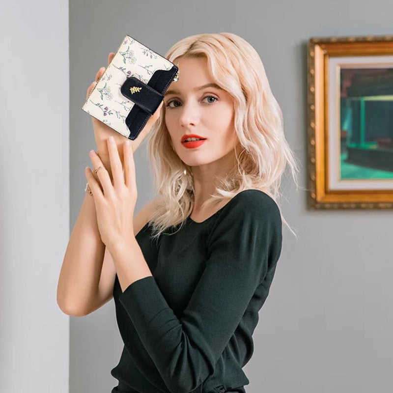 🔥🖤Soldes exceptionnels : 50 % de réduction🔥Portefeuille court à imprimé floral pour femme