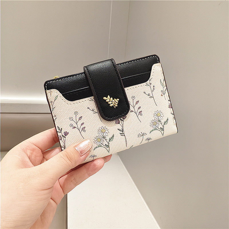 🔥🖤Soldes exceptionnels : 50 % de réduction🔥Portefeuille court à imprimé floral pour femme