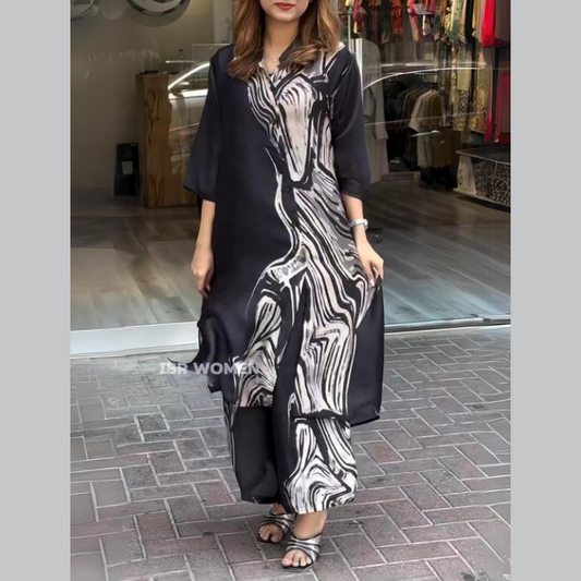 ⏰50% de réduction pour une durée limitée✨Ensemble de robes-chemises fluides deux pièces pour femmes