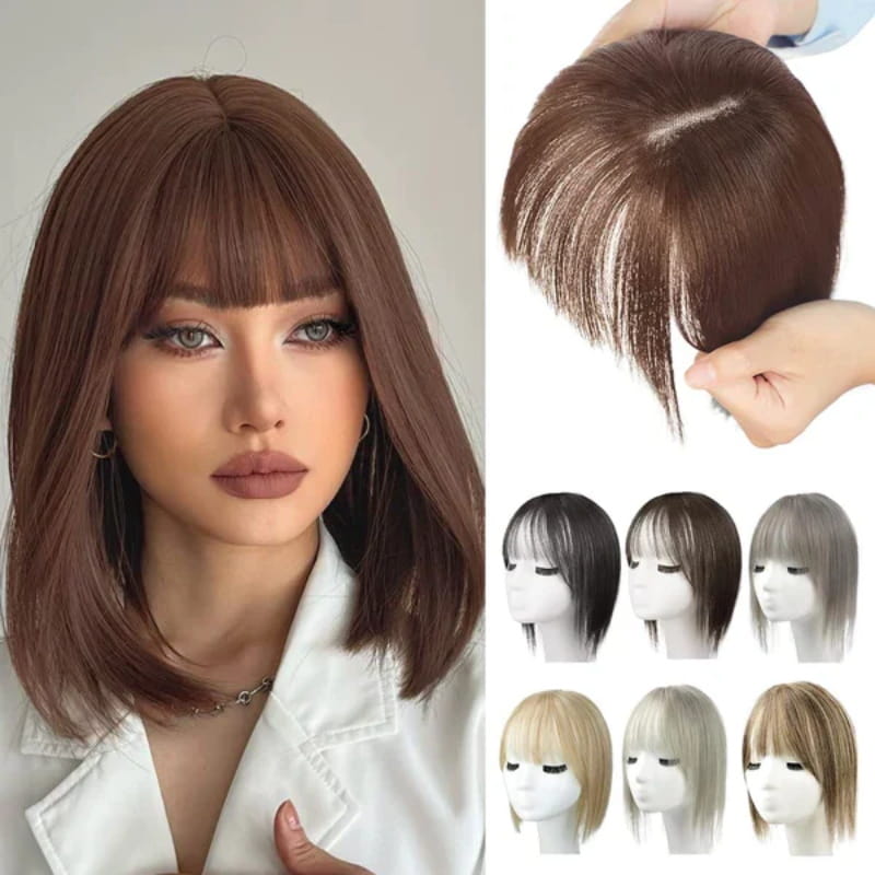 2024 Nouveau design🌸Pièce de cheveux naturelle avec frange pour Frauen💇‍♀️