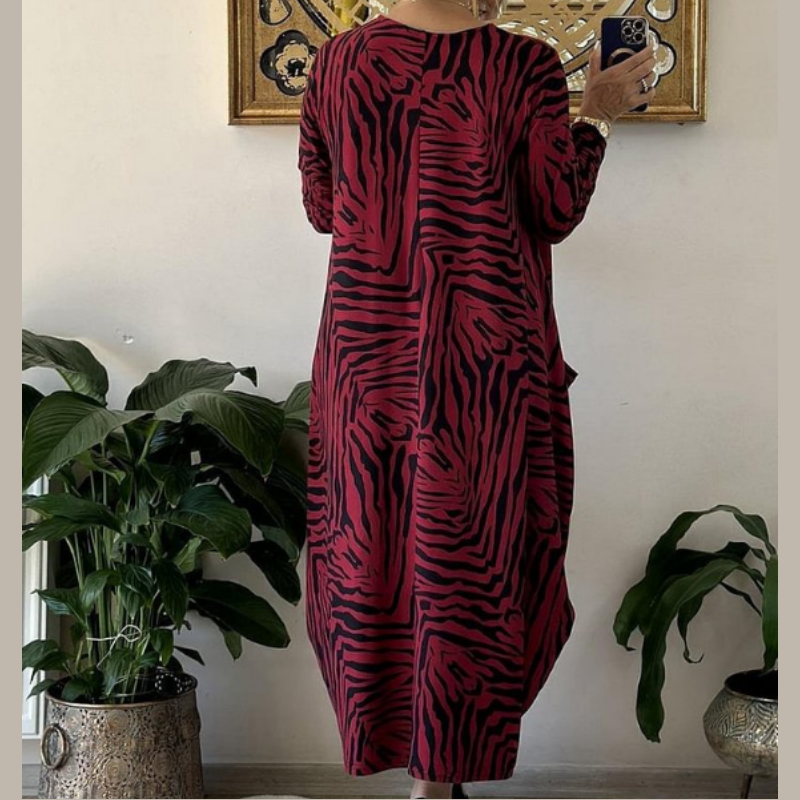 Robe décontractée à motif zèbre pour femme avec poches