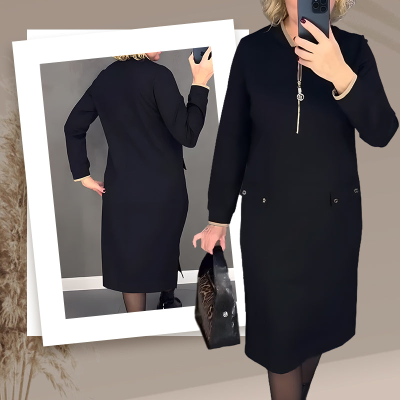 🎅 Promotions d'avant Noël 🎄 Robe noire élégante à manches longues pour femmes