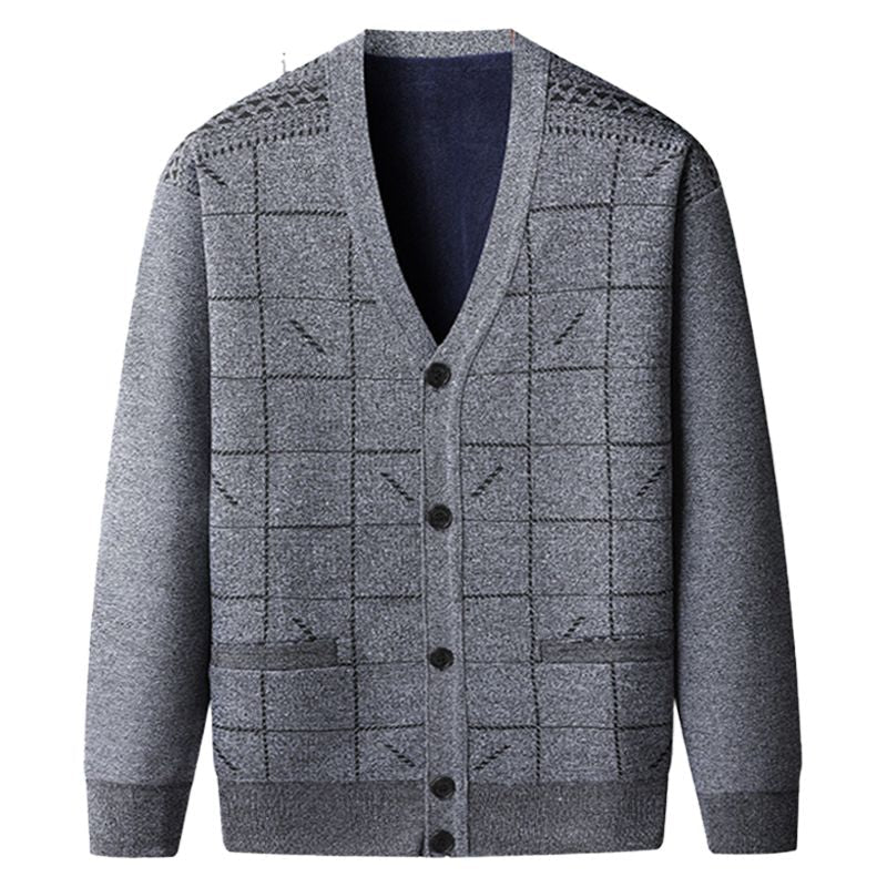 Cardigan en peluche thermique décontracté pour homme - Joli cadeau pour père !