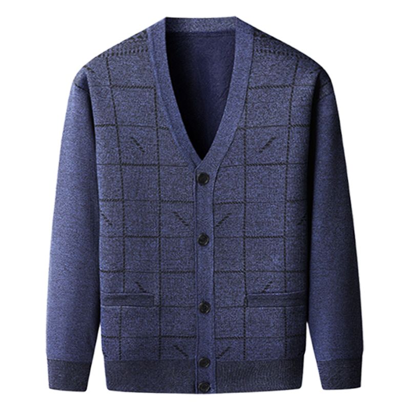 Cardigan en peluche thermique décontracté pour homme - Joli cadeau pour père !