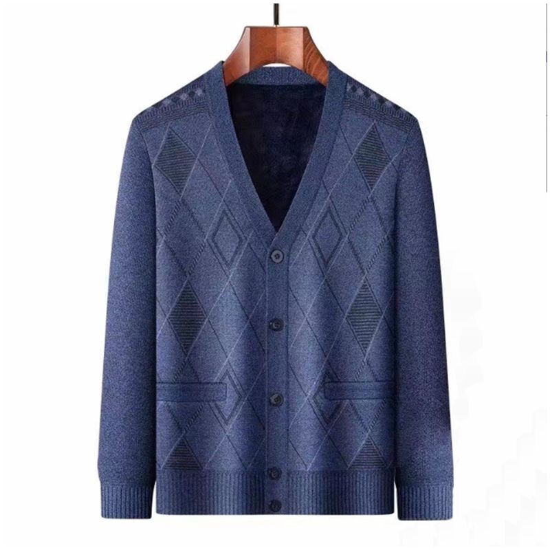 Cardigan en peluche thermique décontracté pour homme - Joli cadeau pour père !