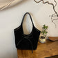 Sac Cabas Rétro en Simili Daim avec Décoration en Nœud pour Femmes