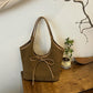 Sac Cabas Rétro en Simili Daim avec Décoration en Nœud pour Femmes