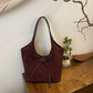 Sac Cabas Rétro en Simili Daim avec Décoration en Nœud pour Femmes
