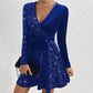 Robe courte trapèze à sequins pour femme