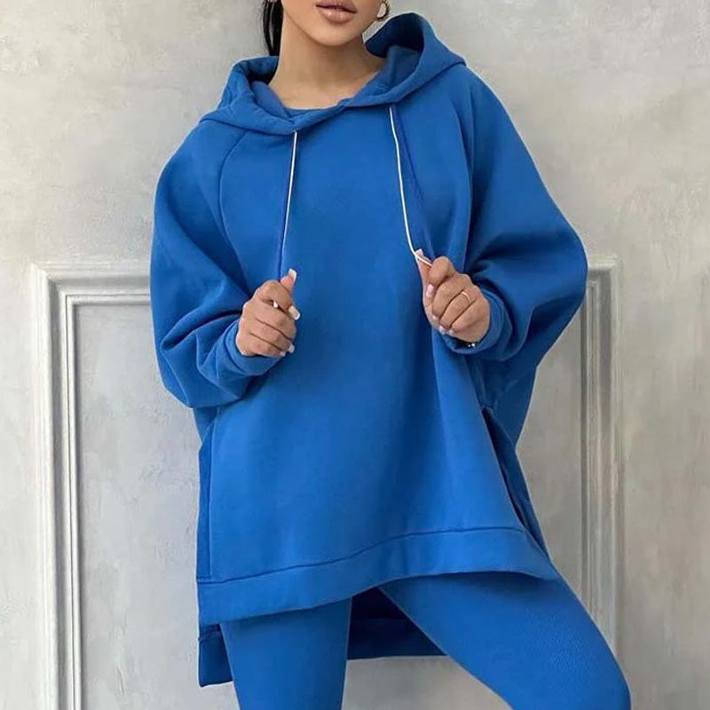 Ensemble de 2 Pièces pour Femmes : Sweat à Capuche avec Fentes & Pantalon