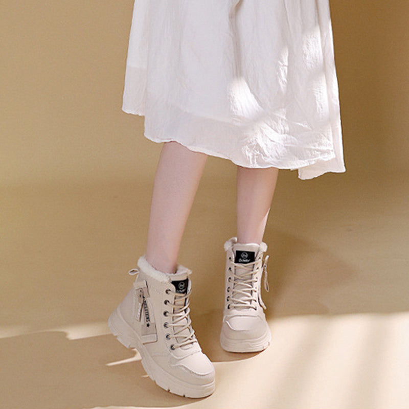 Bottes de neige chaudes et doublées de peluche pour femmes