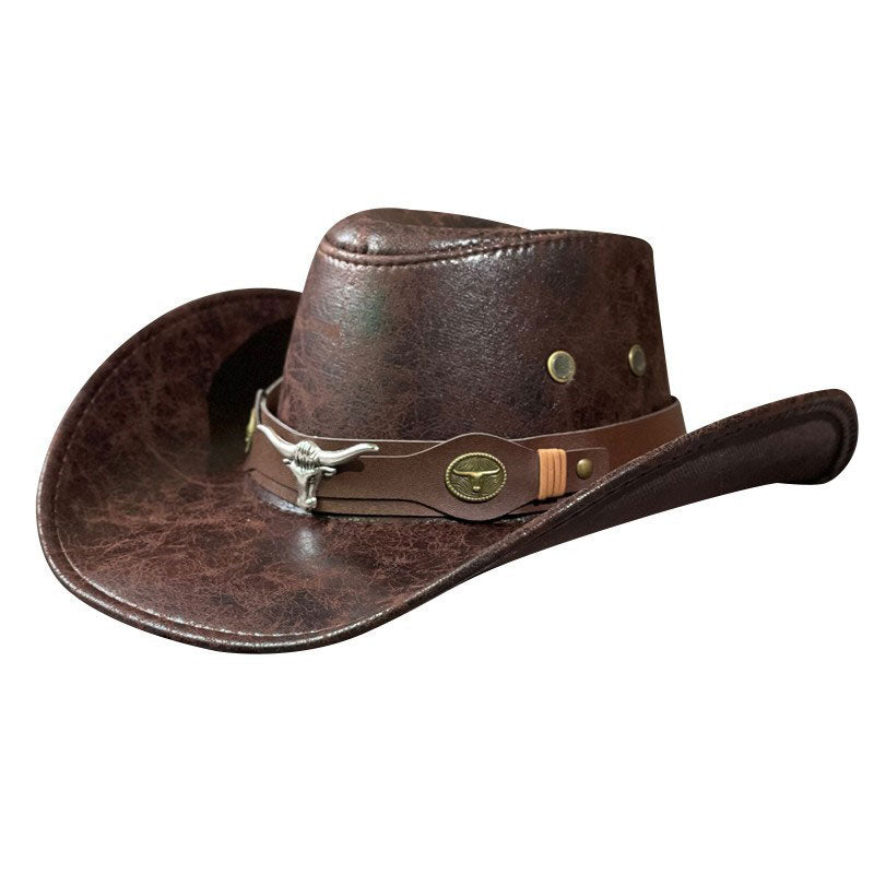 Chapeau de cowboy vintage à large bord avec sangle