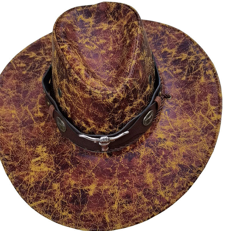 Chapeau de cowboy vintage à large bord avec sangle