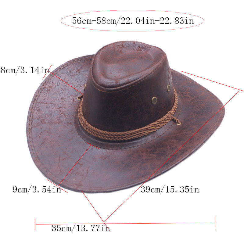 Chapeau de cowboy vintage à large bord avec sangle