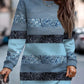 Robe pull courte à manches longues et blocs de couleurs pour femme