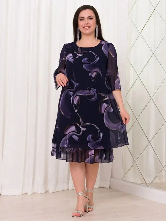 👗Robe en Mousseline Imprimée Élégante à Manches Volantes