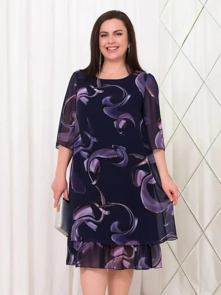 👗Robe en Mousseline Imprimée Élégante à Manches Volantes