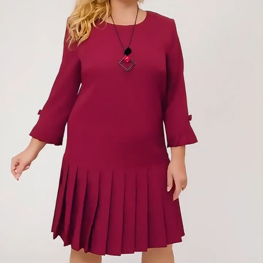 Robe Décontractée à Col Rond avec Ourlet Plissé pour Femmes