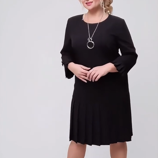 Robe Décontractée à Col Rond avec Ourlet Plissé pour Femmes