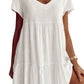 （2pcs free shipping）Robe décontractée à manches courtes et col en V en coton mélangé dans un tissu grande taille