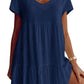 （2pcs free shipping）Robe décontractée à manches courtes et col en V en coton mélangé dans un tissu grande taille