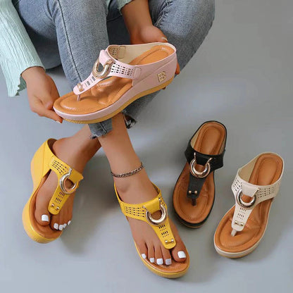 🌸50% de réduction pour une durée limitée🌸Sandales à semelles compensées en cuir pour femmes