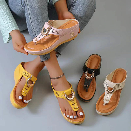 🌸50% de réduction pour une durée limitée🌸Sandales à semelles compensées en cuir pour femmes