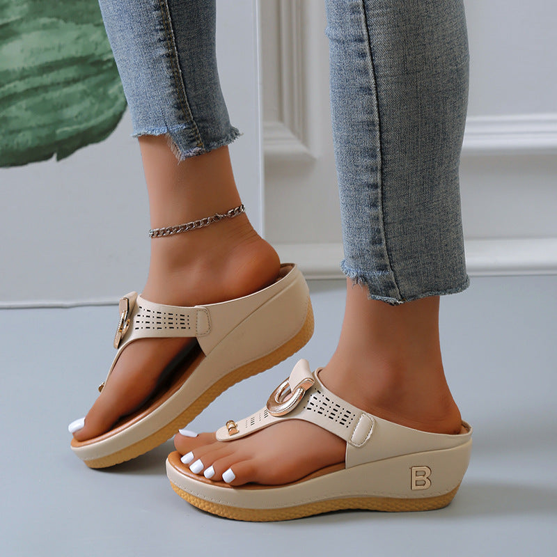 🌸50% de réduction pour une durée limitée🌸Sandales à semelles compensées en cuir pour femmes